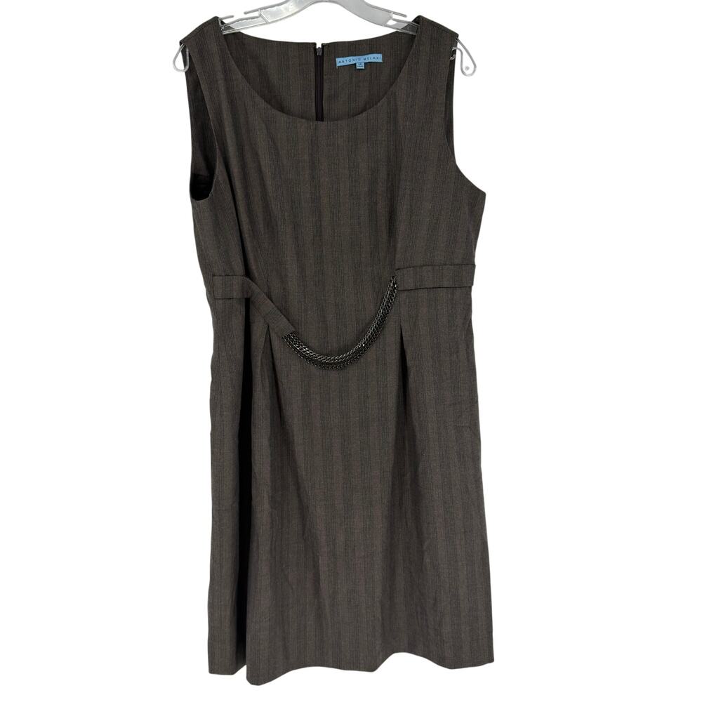 Antonio Melani Gray Sleeveless Chain Detail Dress sz 14